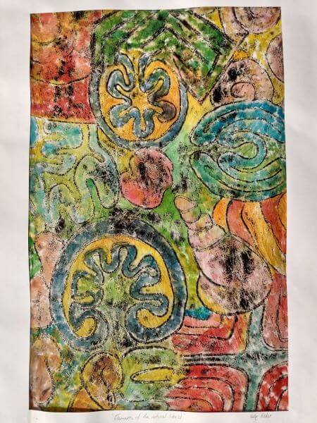 Multicoloured Printed pattern inspired by elements of the natural world on tissue paper