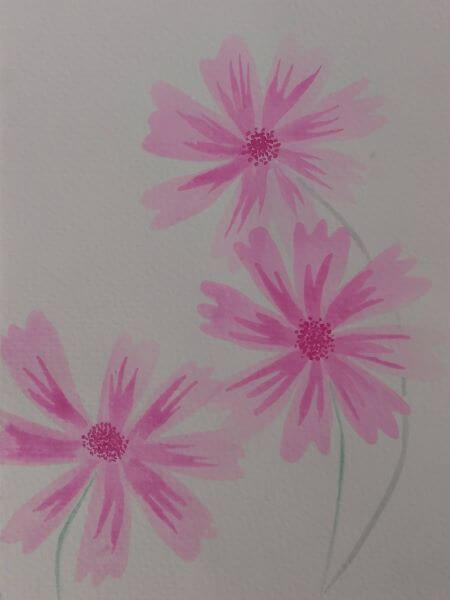 Watercolour painting of pink flowers
